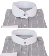 Vīriešu vintage rūtaina raksta krekls ar noņemamu apkakli