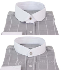 Vīriešu vintage rūtaina raksta krekls ar noņemamu apkakli