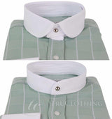 Vīriešu vintage rūtaina raksta krekls ar noņemamu apkakli