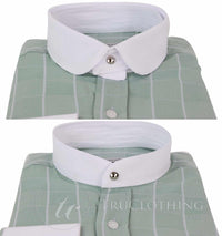 Vīriešu vintage rūtaina raksta krekls ar noņemamu apkakli