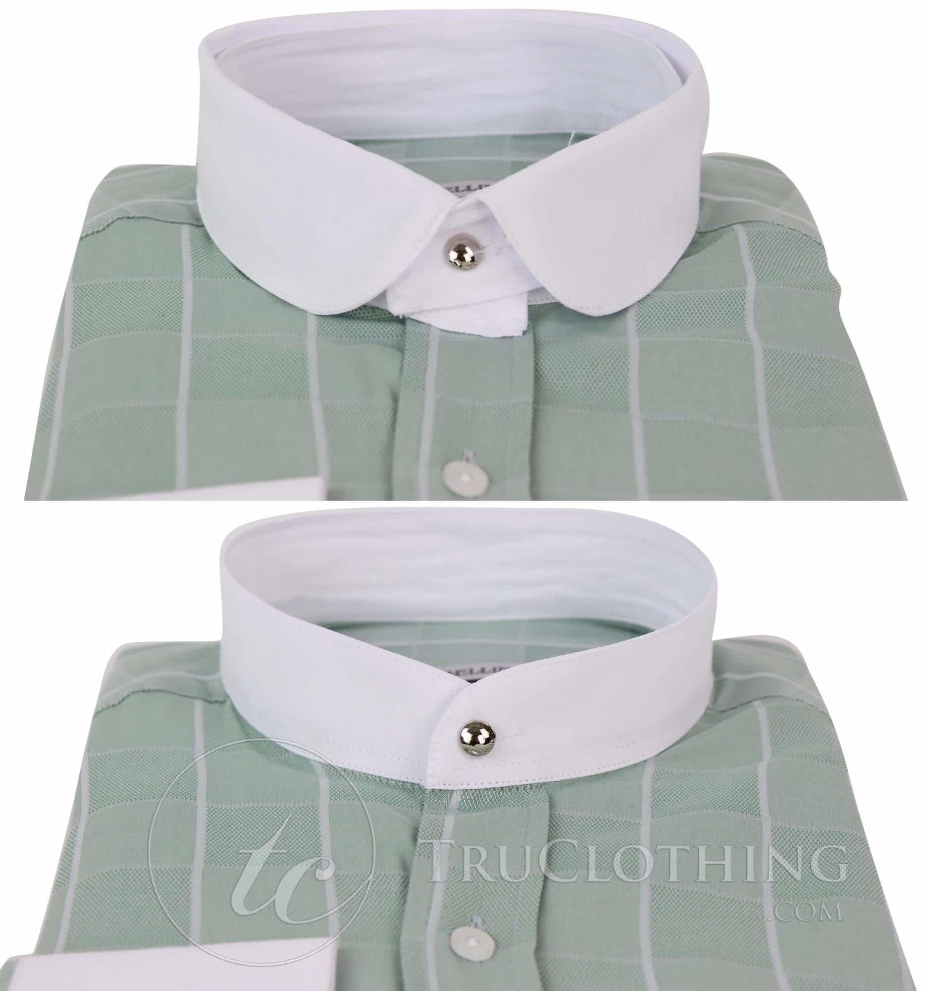 Vīriešu vintage rūtaina raksta krekls ar noņemamu apkakli