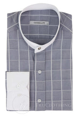 Vīriešu vintage rūtaina raksta krekls ar noņemamu apkakli