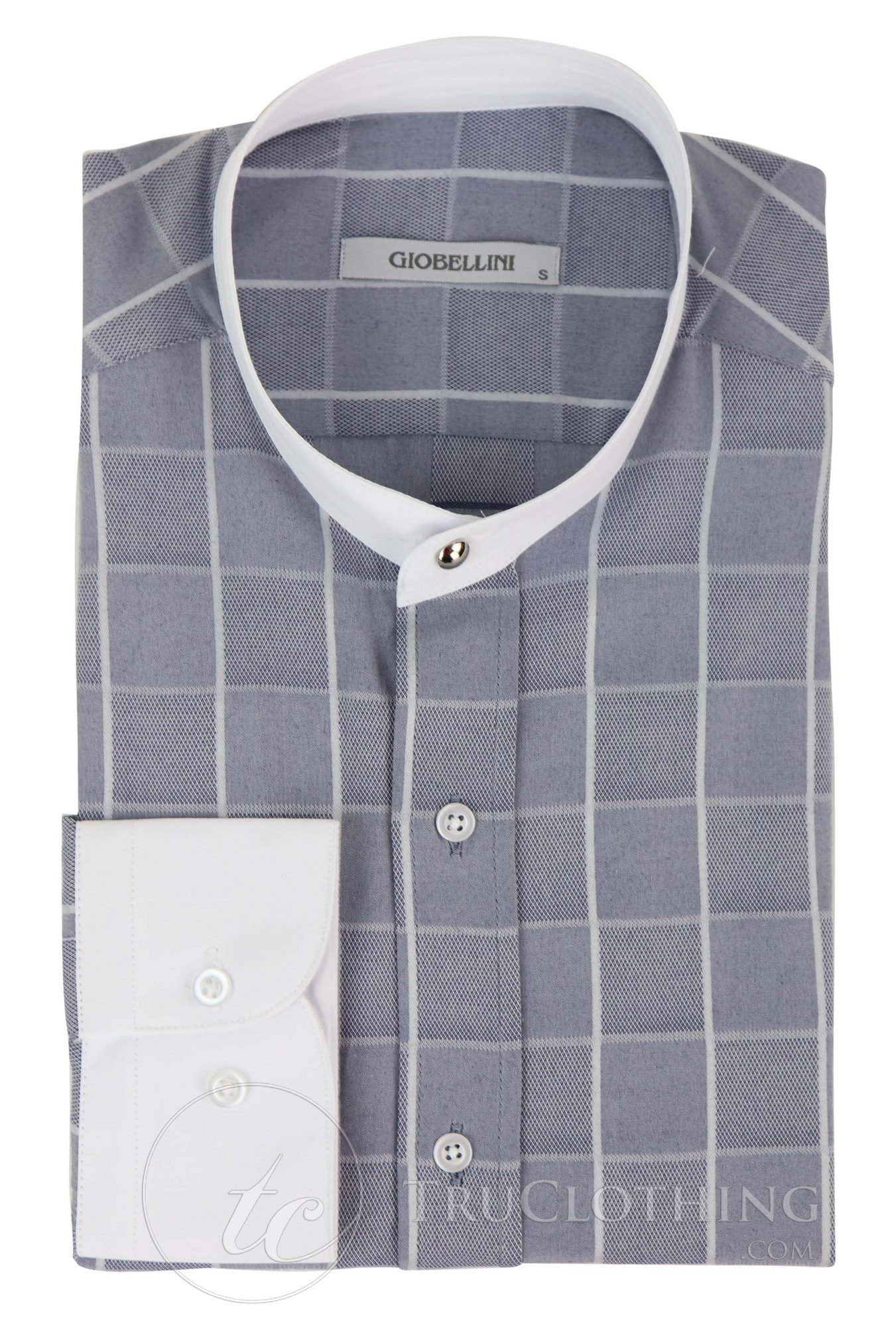 Vīriešu vintage rūtaina raksta krekls ar noņemamu apkakli