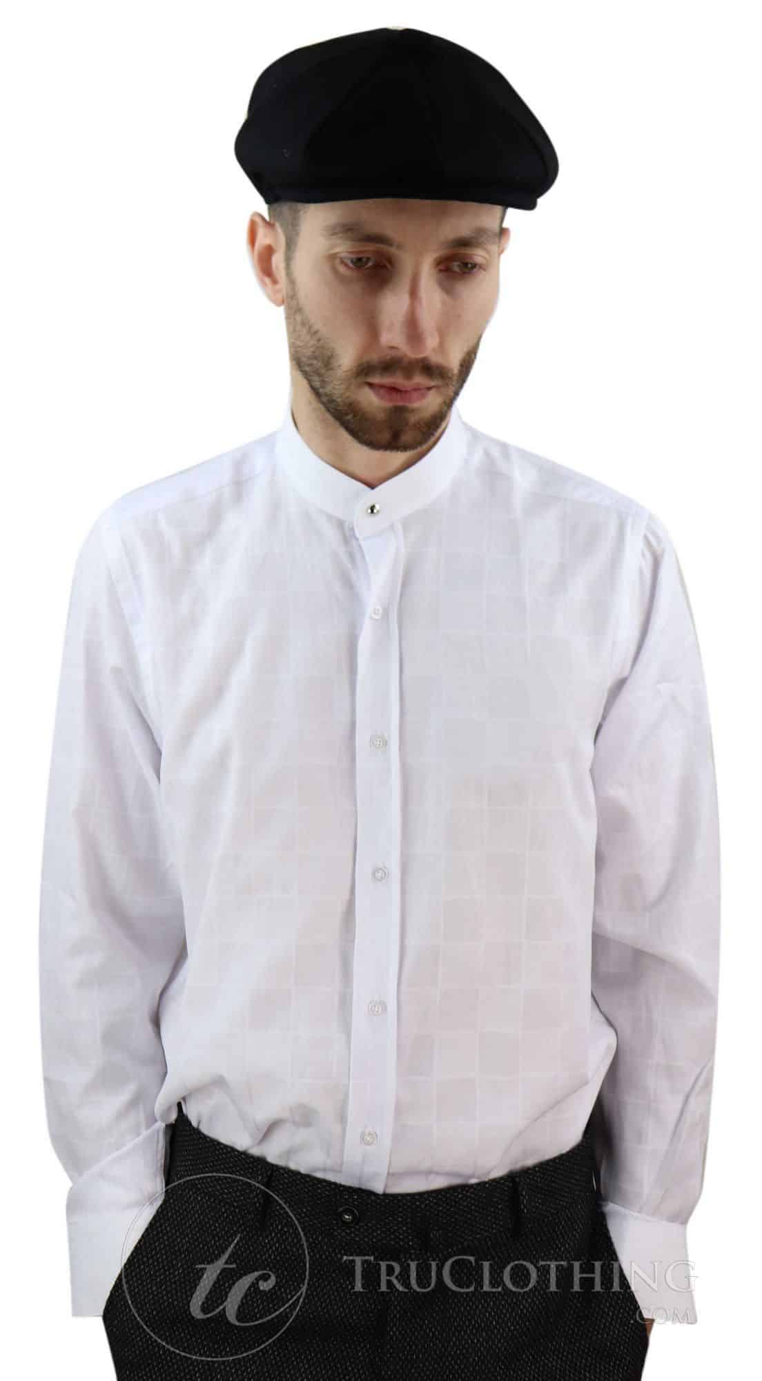 Vīriešu vintage rūtaina raksta krekls ar noņemamu apkakli