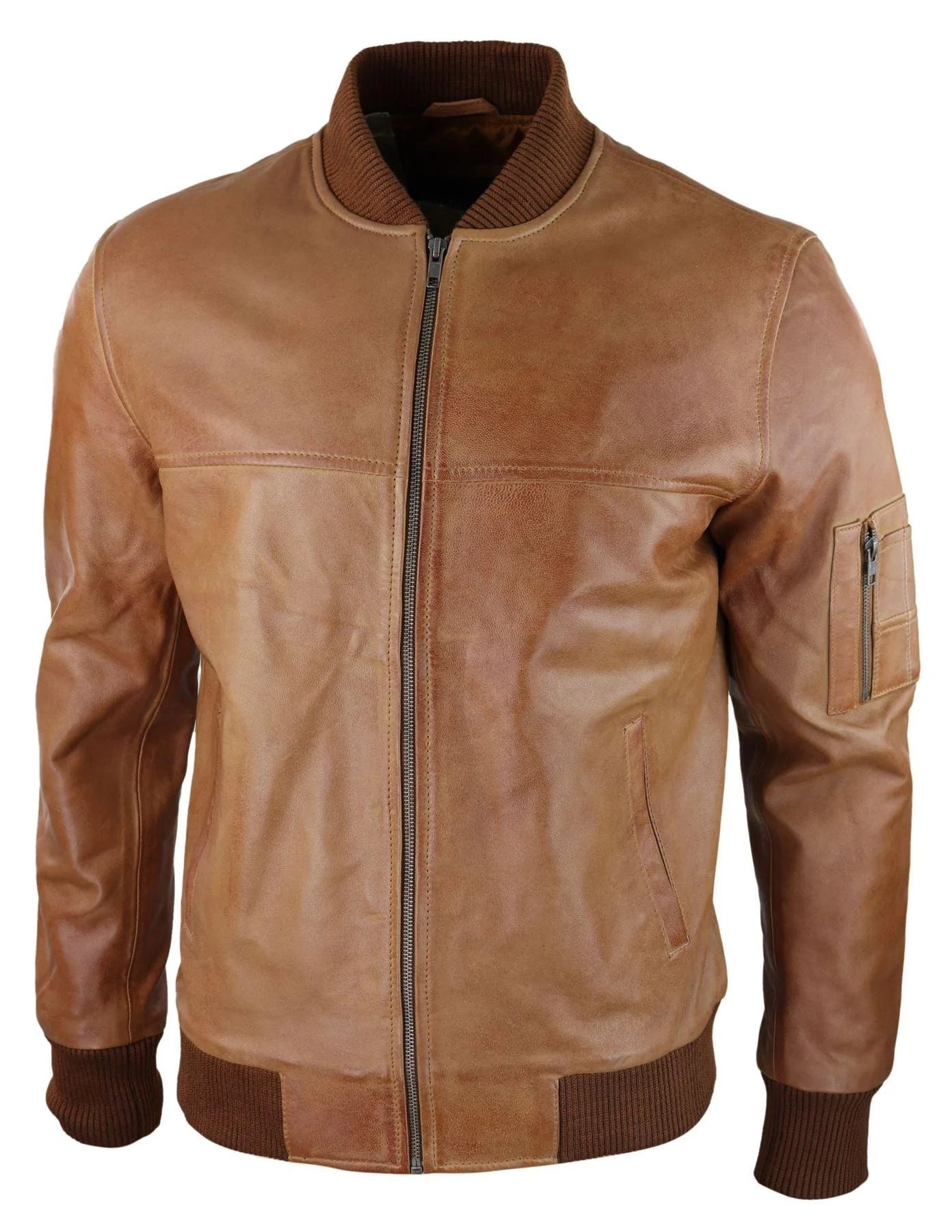 Vīriešu īstas ādas bomberjaka no ādas, ikdienas, Varsity Vintage, eleganta, ikdienas, dzeltenbrūna