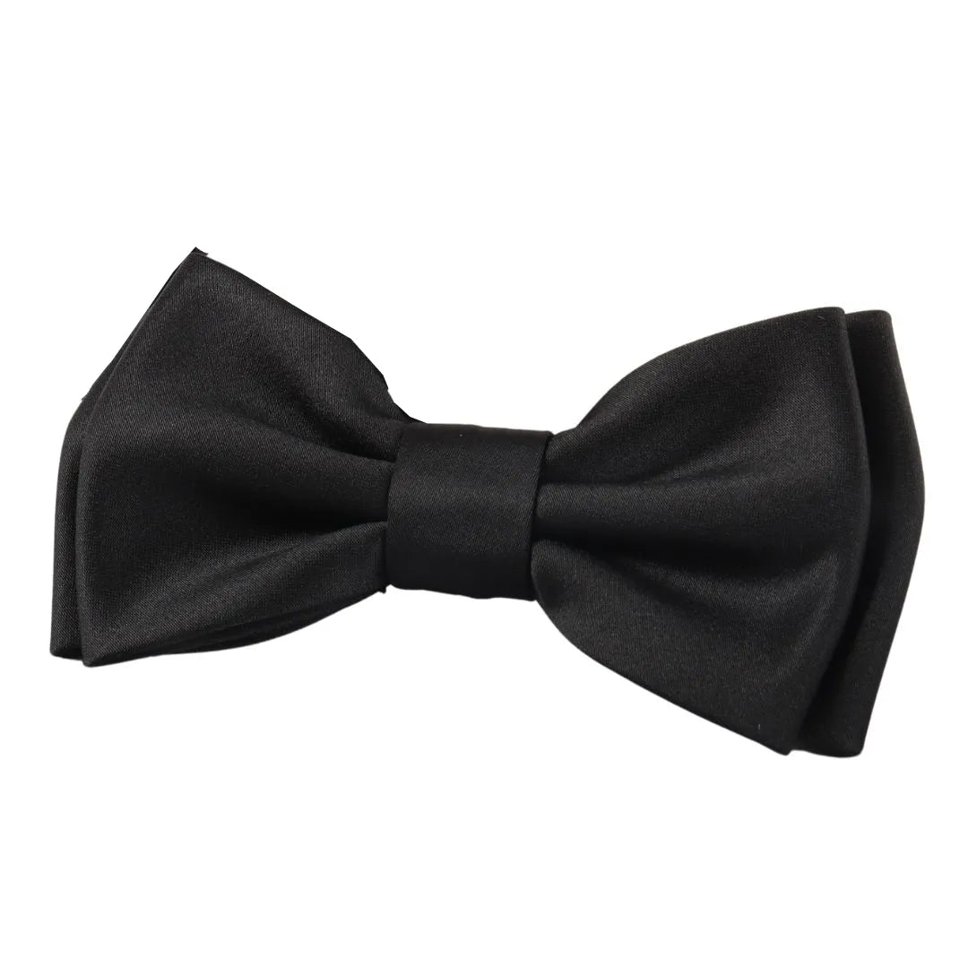 Vīriešu tauriņa kaklasaites kabatas kvadrātiņu aproču pogu dāvanu komplekts melnā krāsā