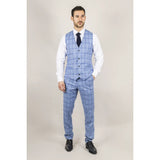 Plowman vīriešu gaiši zils trīsdaļīgs rūtainais uzvalks