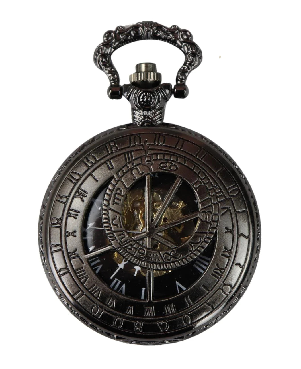 Automātisks mehāniskais vintage kabatas pulkstenis melnā krāsā