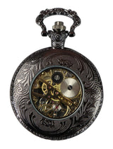 Automātisks mehāniskais vintage kabatas pulkstenis melnā krāsā