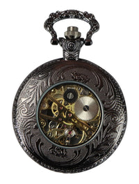 Automātisks mehāniskais vintage kabatas pulkstenis melnā krāsā