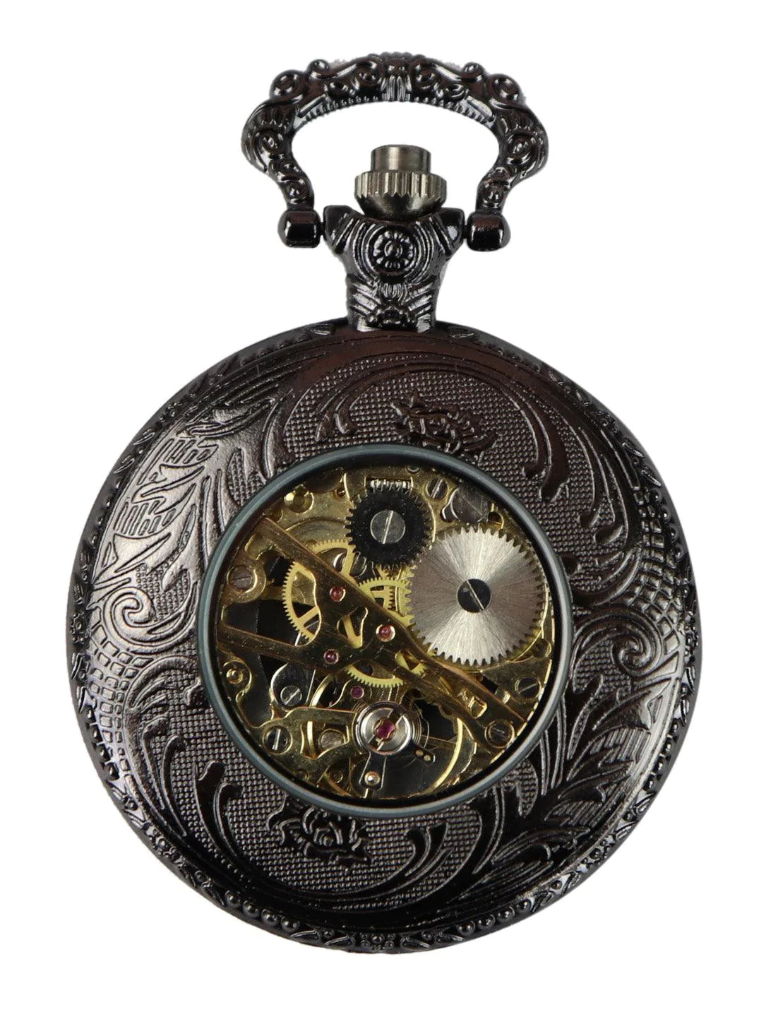 Automātisks mehāniskais vintage kabatas pulkstenis melnā krāsā