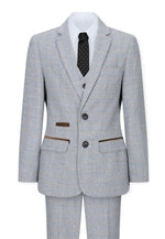 Zēnu trīsdaļīgs uzvalks, krēmkrāsas, bēšs, tvīda rūtains, vintage, retro, pieguļošs, 1920. gadi