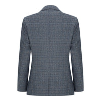 Zēnu trīsdaļīgs uzvalks, tumši zils, tvīda rūtains, vintage, retro, pieguļošs, 1920. gadi