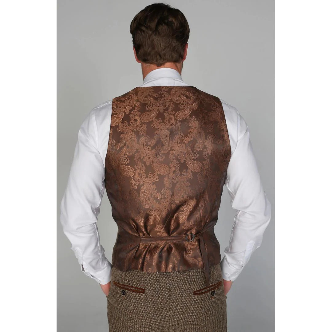 Ralf - vīriešu tvīda veste brūnā krāsā