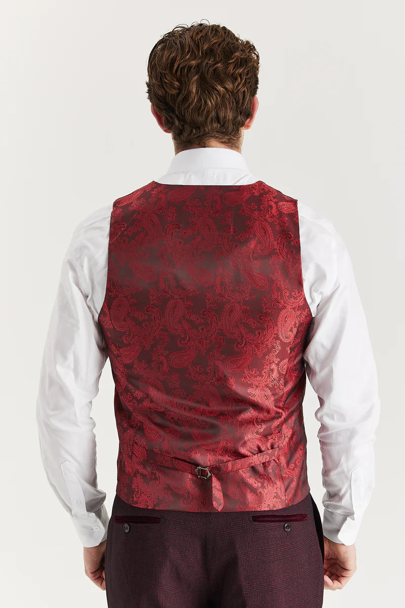 Regent - vīriešu vīna krāsas rūtaina veste