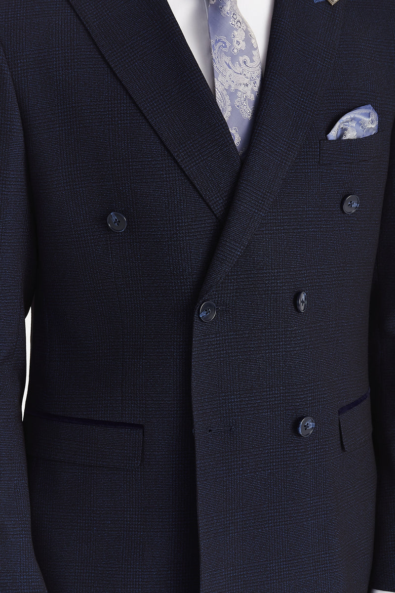 Regent - tumši zila rūtaina divrindu žakete vīriešiem