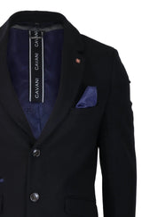 Cavani vīriešu klasiskais 3/4 garuma melns mētelis