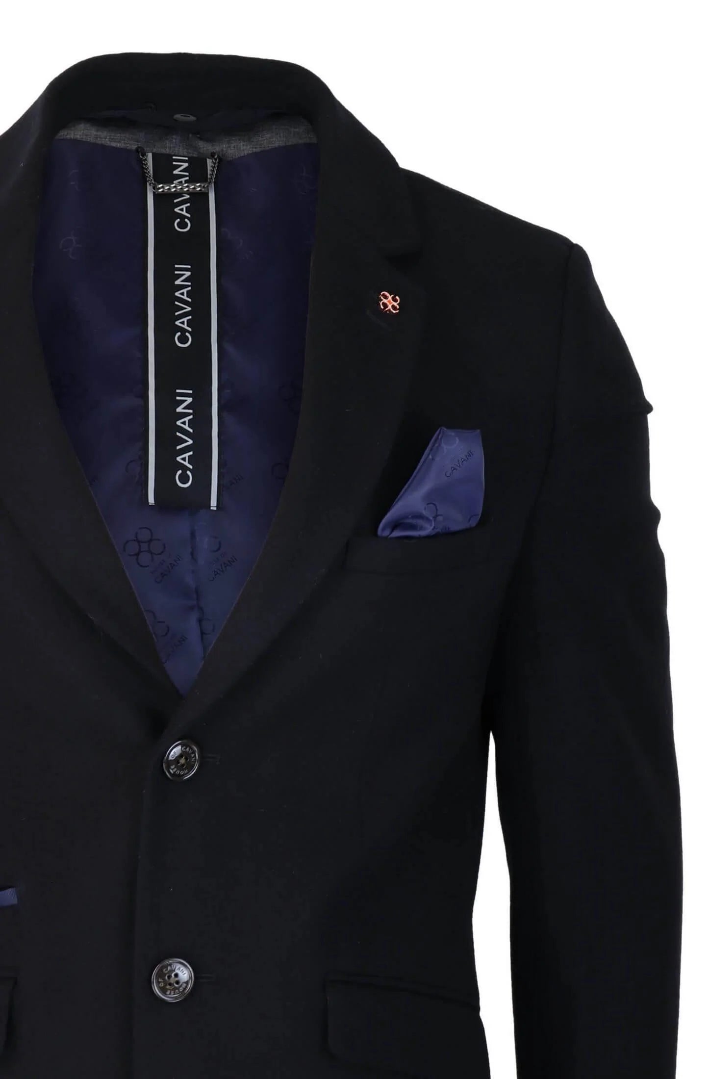 Cavani vīriešu klasiskais 3/4 garuma melns mētelis