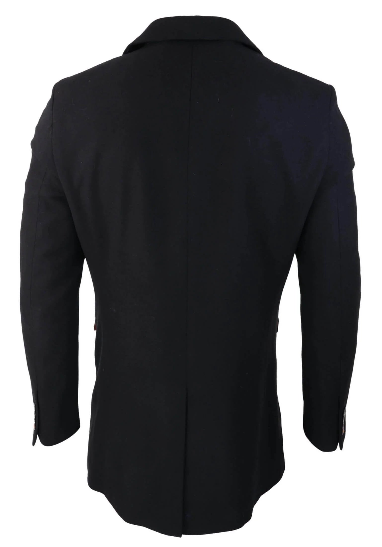 Cavani vīriešu klasiskais 3/4 garuma melns mētelis