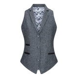 Sieviešu vestes kostīms ar vilnas tvīda elkoņu ielāpu, 1920. gadu vintage, klasisks, pelēks