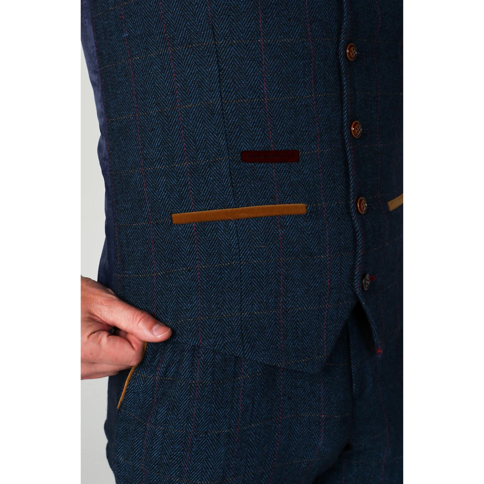 Scott - vīriešu zila tvīda rūtaina veste