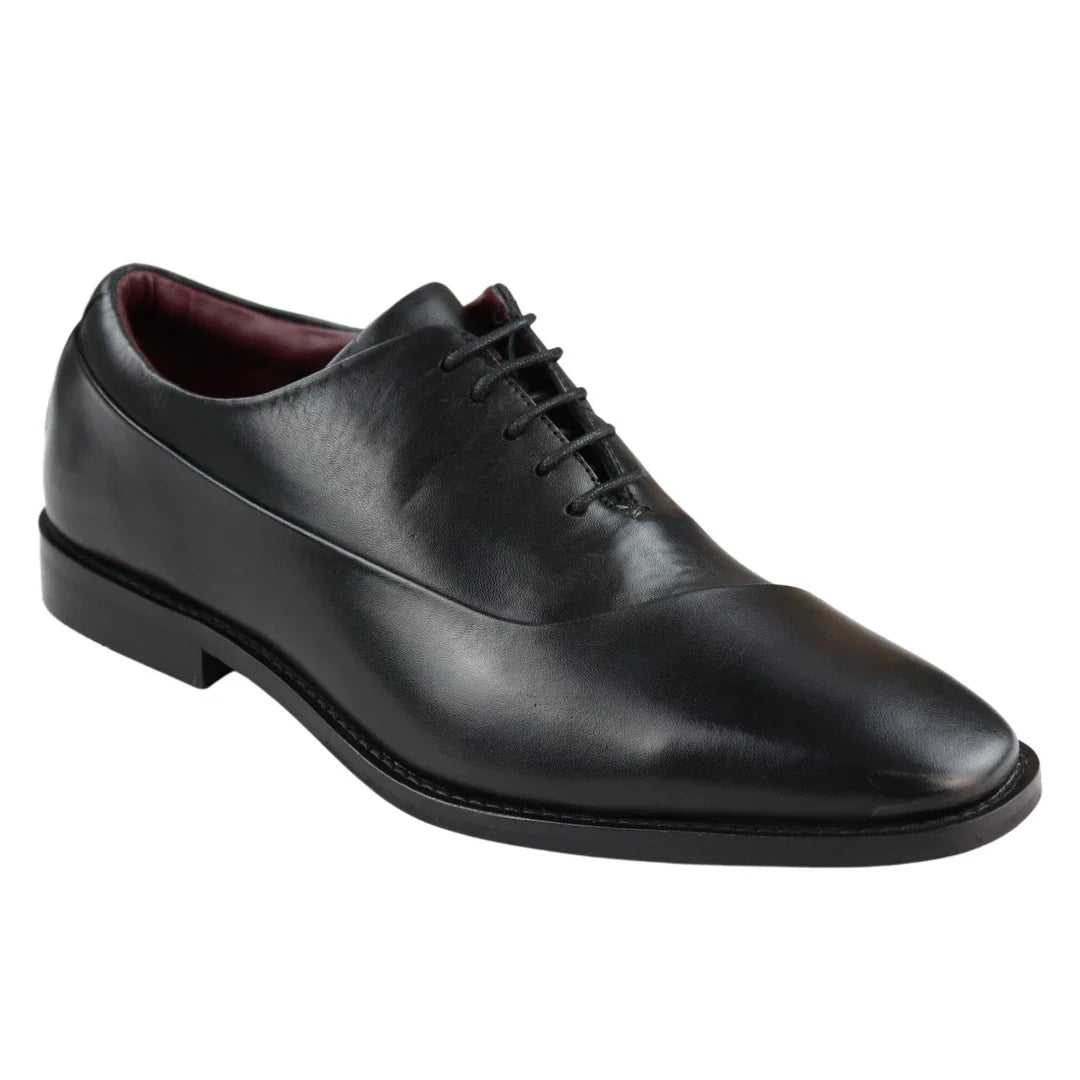 Vīriešu īstas ādas kurpes ar šņorēm, elegantas, formālas, klasiskas, melnas