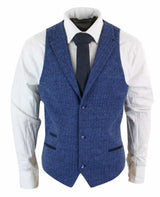 Vīriešu zila tvīda veste ar vilnas apdruku "Siļķu kaula" audums ar Peaky Blinders Vintage Retro