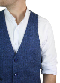 Vīriešu zila tvīda veste ar vilnas apdruku "Siļķu kaula" audums ar Peaky Blinders Vintage Retro