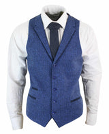 Vīriešu zila tvīda veste ar vilnas apdruku "Siļķu kaula" audums ar Peaky Blinders Vintage Retro