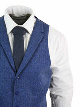 Vīriešu zila tvīda veste ar vilnas apdruku "Siļķu kaula" audums ar Peaky Blinders Vintage Retro