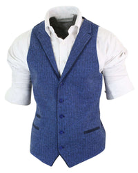 Vīriešu zila tvīda veste ar vilnas apdruku "Siļķu kaula" audums ar Peaky Blinders Vintage Retro