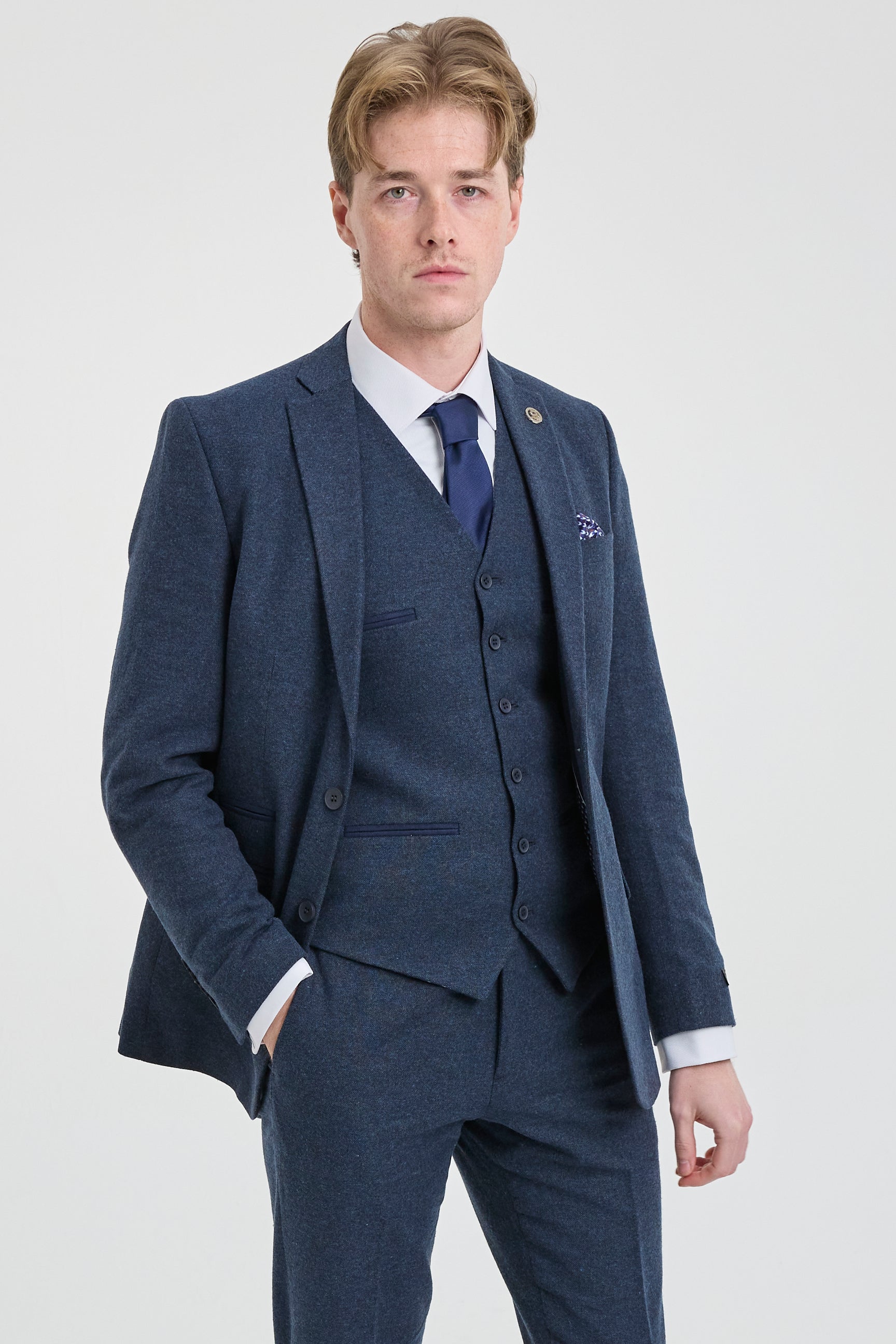 Vīriešu tumši zils Peaky Blinders vilnas uzvalks