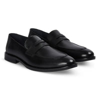 Ted - vīriešu melni klasiski mokasīni ar mākslīgo purngalu, mākslīgā āda, Penny Loafers