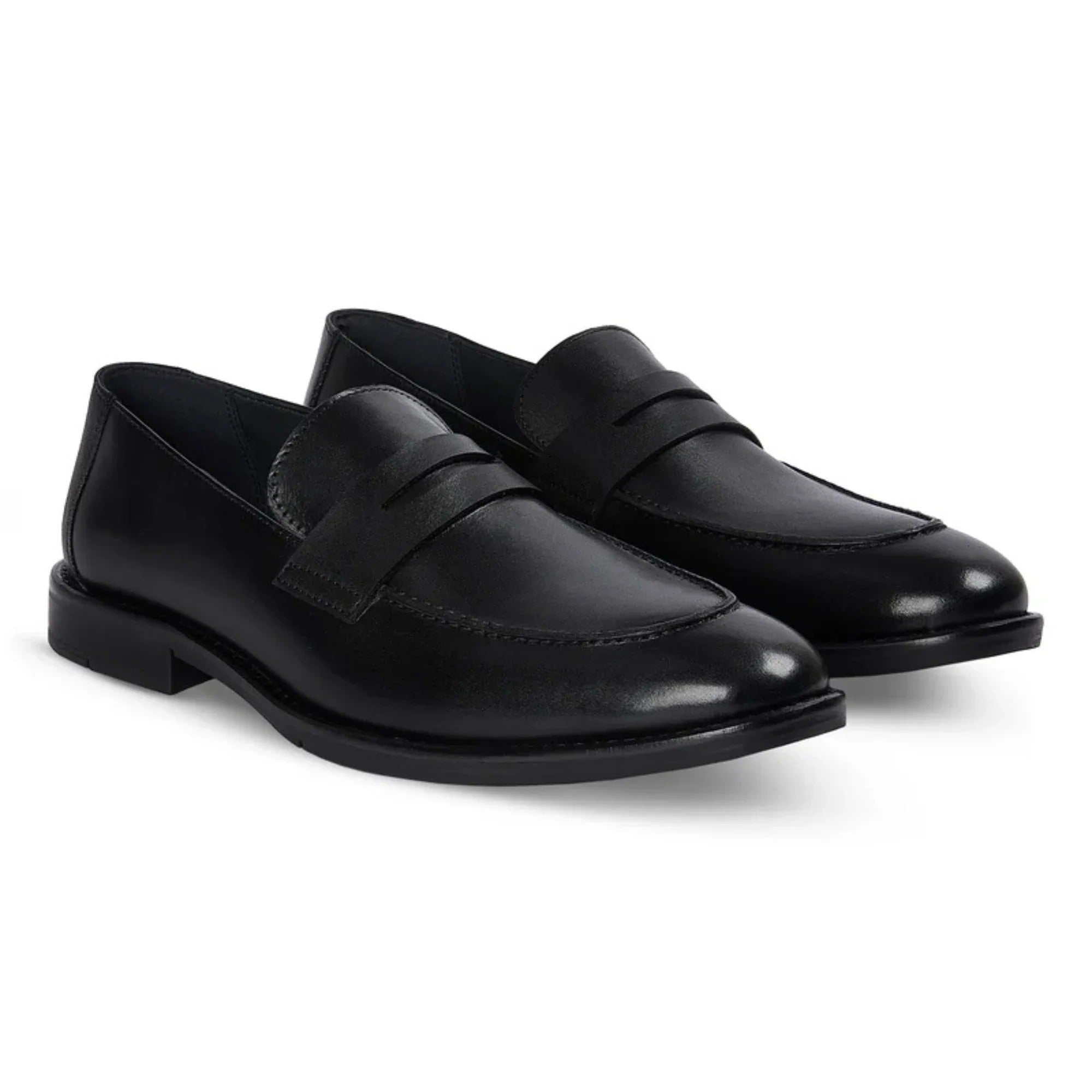Ted - vīriešu melni klasiski mokasīni ar mākslīgo purngalu, mākslīgā āda, Penny Loafers