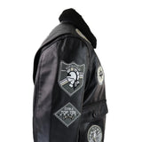 Vīriešu pilnībā melna pelēka Topgun Maverick pilota bomberjaka ar ASV nozīmītēm un melnu kažokādu, kaķis Toms