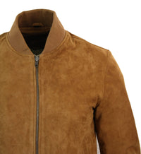 Vīriešu īstas zamšādas bomberjaka no ādas, klasiska, retro, vintage stilā, gaiši brūna