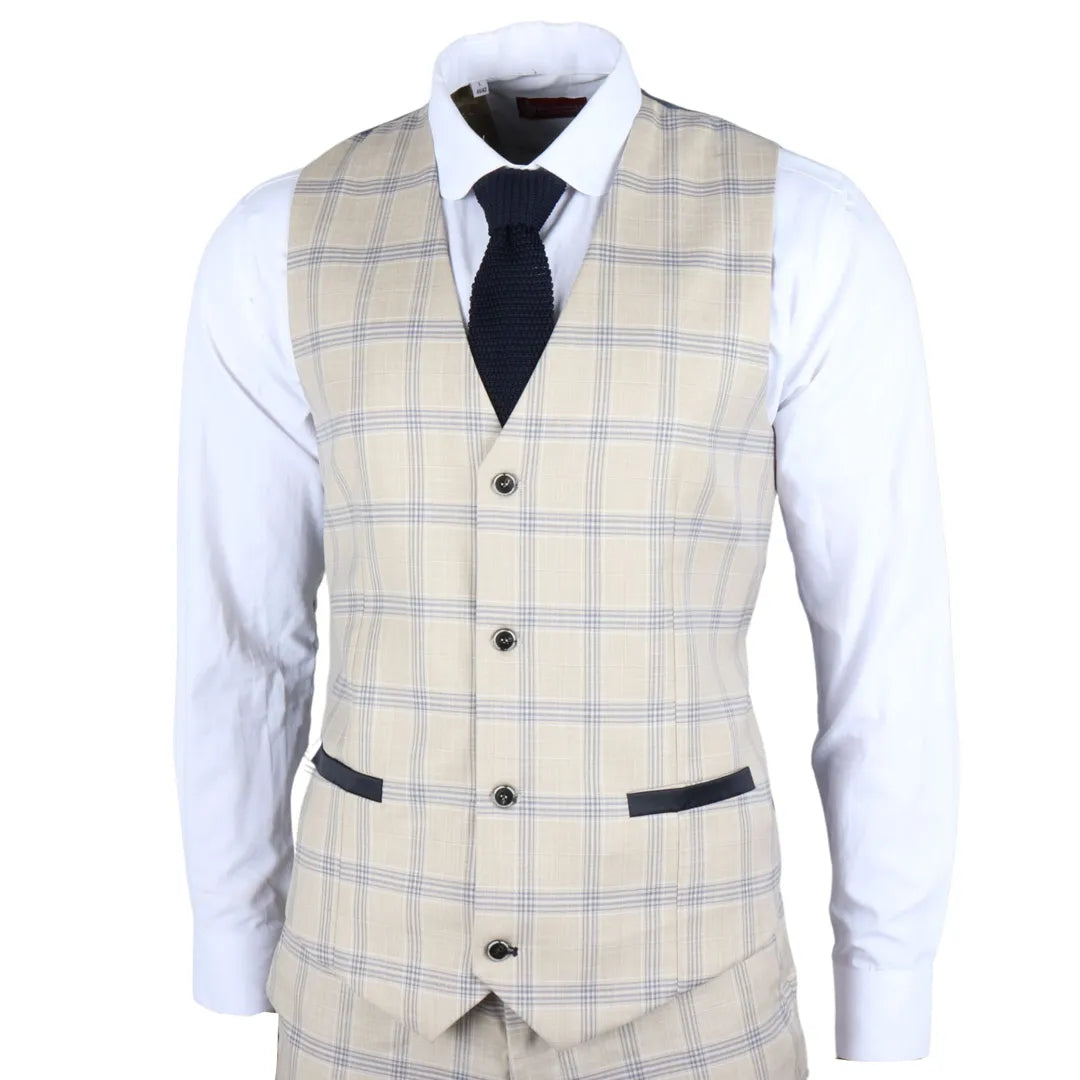 Warwick - vīriešu bēša rūtaina veste