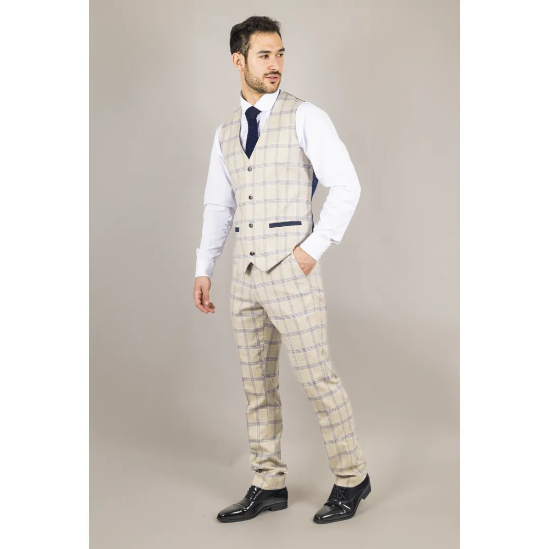 Warwick - vīriešu bēša rūtaina veste