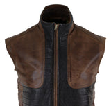 Vīriešu melna un brūna ādas veste