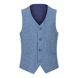 Zēnu trīsdaļīgs vilnas uzvalks, gaiši zils tvīda audums, vintage 1920. gadu klasiska veste ar 4 kabatām