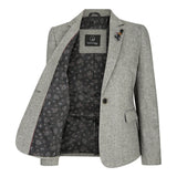 wsn03 - Sieviešu pelēka tvīda žakete ar Elow Patch Peaky 1920s rakstu