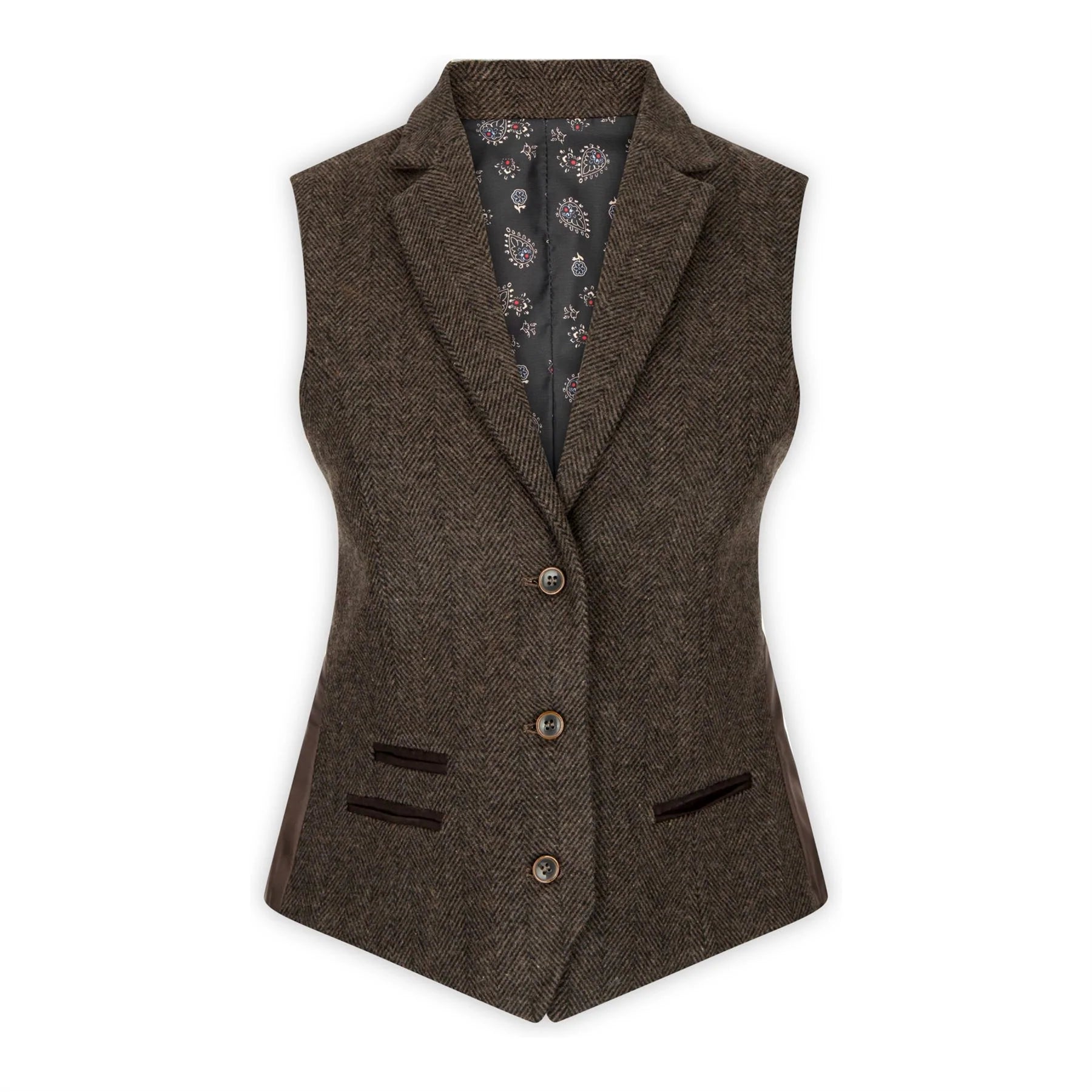 Sieviešu tvīda veste ar "siļķu kaula" rakstu, brūna, 1920. gadu vintage stila, klasiska, eleganta